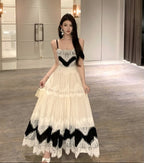 Monochrome Elegance Lace Maxi Dress