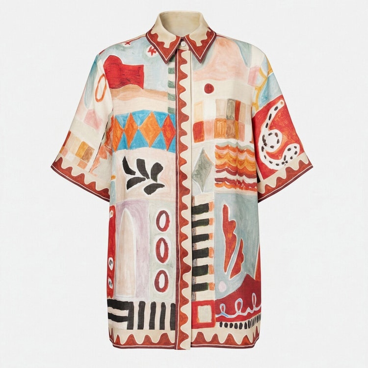 Boho Set for Women Linen Look Button Up Shirt & Drawstring Shorts Beach Outfit