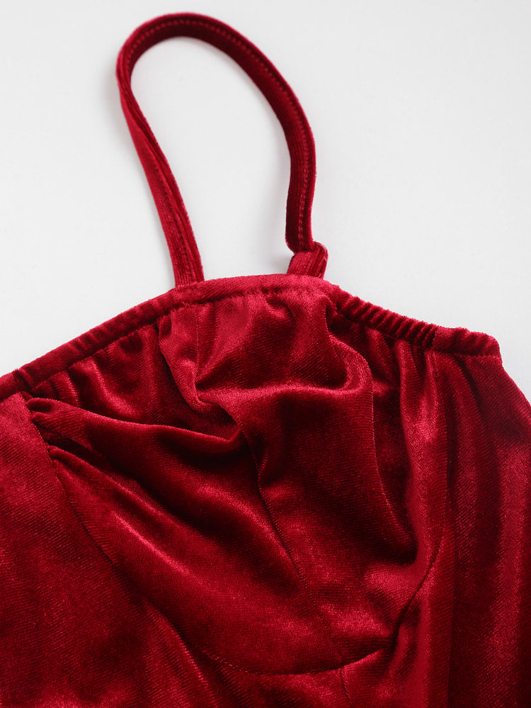 Burgundy Satin Slip Dress Sweetheart Neck Asymmetric Hem Cocktail Midi Evening Gown