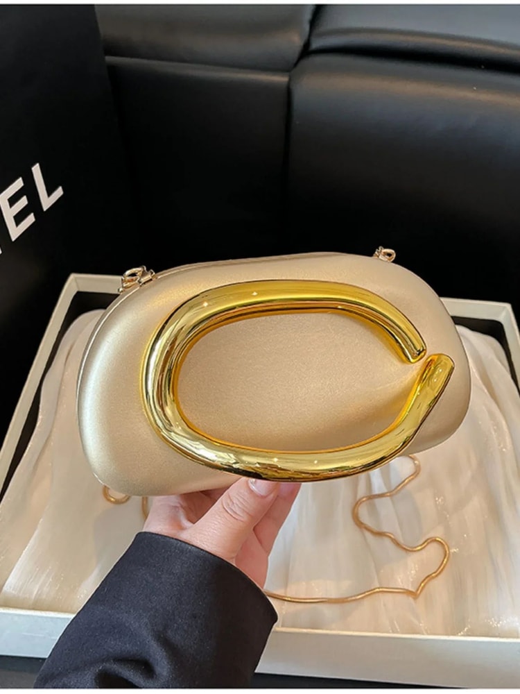 Elegant Satin Evening Clutch Bag with Chain Strap for Weddings and Parties