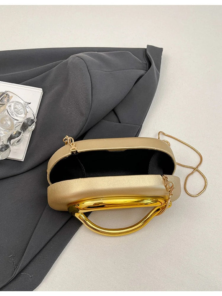 Elegant Satin Evening Clutch Bag with Chain Strap for Weddings and Parties