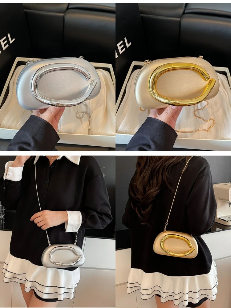 Elegant Satin Evening Clutch Bag with Chain Strap for Weddings and Parties