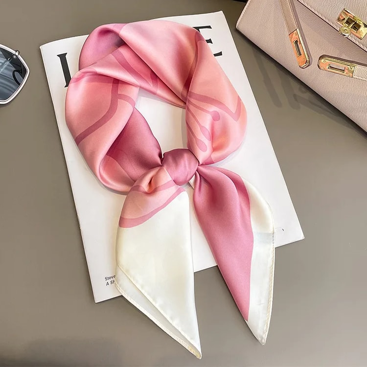 Floral Silk Square Scarf for Women Satin Hairband, Neckerchief & Hijab Accessory