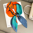 Floral Silk Square Scarf for Women Satin Hairband, Neckerchief & Hijab Accessory
