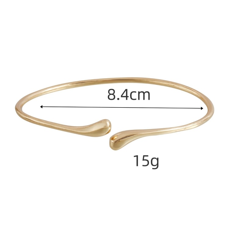 Luxury Gold Cuff Bracelet Adjustable Stainless Steel Droplet Bangle for Women
