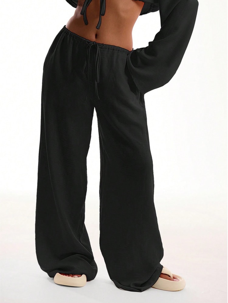 Linen Blend Wide Leg Pants for Women