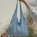 Boho Knit Tote Bag Large Capacity Shoulder Shopping Bag for Everyday Travel